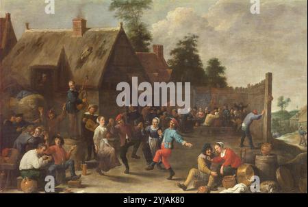 David Teniers / 'Fiesta y comida de aldeanos', 1637, Flämische Schule, Öl auf Leinwand, 120 cm x 188 cm, P01788. MUSEUM: MUSEO DEL PRADO, MADRID, SPANIEN. AUTOR: DAVID TENIERS DER JÜNGERE. Stockfoto