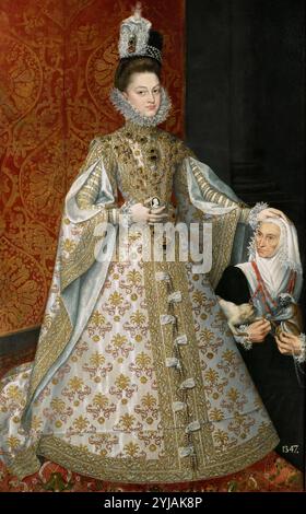 Alonso Sánchez Coello / 'Isabel Clara eugenia and Magdalena Ruiz', 1585-1588, spanische Schule, Öl auf Leinwand, 207 cm x 129 cm, P00861. MUSEUM: MUSEO DEL PRADO, MADRID, SPANIEN. Stockfoto