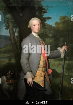 Anton Rafael Mengs / "Karl IV., Prinz von Asturien", ca. 1765, Deutsche Schule, Öl auf Leinwand, 152,5 cm x 111 cm, P02188. MUSEUM: MUSEO DEL PRADO, MADRID, SPANIEN. AUTOR: ANTON RAPHAEL MENGS. Stockfoto