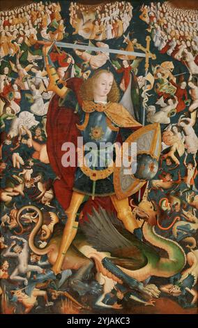 Maestro de Zafra / 'der Erzengel Saint Michael', 1495-1500, spanische Schule, gemischte Medien auf Tafel, 242 cm x 153 cm, P01326. MUSEUM: MUSEO DEL PRADO, MADRID, SPANIEN. Stockfoto