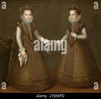 Alonso Sánchez Coello / 'die Infantas Isabel Clara Eugenia and Catalina Micaela', ca. 1575, spanische Schule, Öl auf Leinwand, 135 cm x 149 cm, P01138. MUSEUM: MUSEO DEL PRADO, MADRID, SPANIEN. Stockfoto