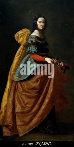 Francisco de Zurbarán / 'Saint Elisabeth von Portugal', ca. 1635, spanische Schule, Öl auf Leinwand, 184 cm x 98 cm, P01239. MUSEUM: MUSEO DEL PRADO, MADRID, SPANIEN. Stockfoto