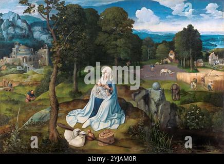 Joachim Patinir / 'Rest on the Flight into Egypt', 1518-1520, Flämische Schule, Öl auf Platte, 121 cm x 177 cm, P01611. MUSEUM: MUSEO DEL PRADO, MADRID, SPANIEN. Stockfoto