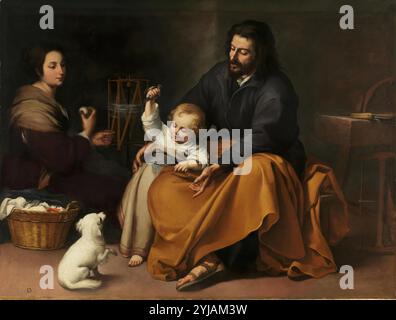 Bartolomé Esteban Murillo / 'die Heilige Familie mit einem kleinen Vogel', ca. 1650, spanische Schule, Öl auf Leinwand, 144 cm x 188 cm, P00960. MUSEUM: MUSEO DEL PRADO, MADRID, SPANIEN. Stockfoto