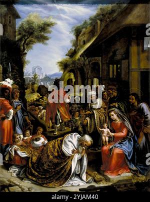 Pietro de Lignis / 'Anbetung der Könige', 1616, Flämische Schule, Öl auf Kupfer, 70 cm x 54 cm, P01556. MUSEUM: MUSEO DEL PRADO, MADRID, SPANIEN. Stockfoto