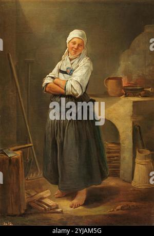 Charles Francois Hutin / 'A Saxon Villager in her Kitchen', ca. 1756, Französische Schule, Öl auf Leinwand, 83 cm x 55 cm, P02270. MUSEUM: MUSEO DEL PRADO, MADRID, SPANIEN. Stockfoto