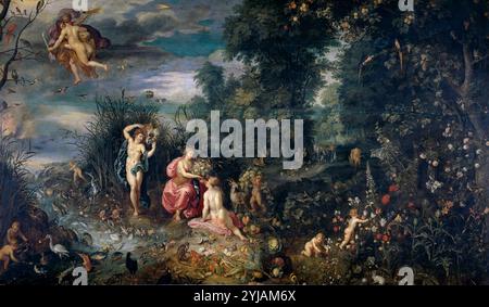 Jan Brueghel „el Joven“ / „die vier Elemente“, 17. Jahrhundert, Flämische Schule, Öl auf Platte, 65 cm x 111 cm, P01400. MUSEUM: MUSEO DEL PRADO, MADRID, SPANIEN. Stockfoto