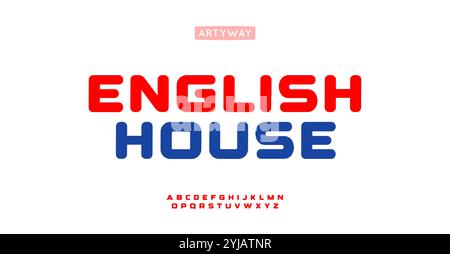 Englisches Schulalphabet, gerundete Serifenbuchstaben, freundliche Bildschrift für helles modernes Logo, Schlagzeile, zeitgenössische Typografie Stock Vektor