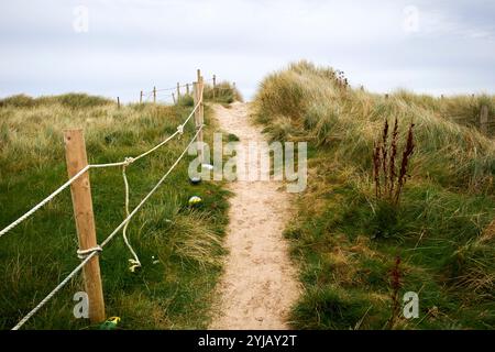 Pfad durch geschützte Sanddünen Ballyhiernan Bay BA bhaile ui thiarnain County donegal, republik irland Stockfoto