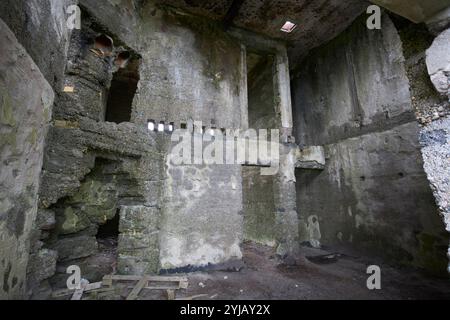 Innenräume mit alten Kaminen in der alten fanad Küstenwache Station fanad Head cionn fhanada, County donegal, republik irland Stockfoto