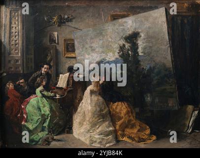 Francisco Domingo Marqués / 'The Studio of Antonio Munoz Degrain', 1867, spanische Schule, Panel, 38 cm x 50 cm, P04484. MUSEUM: MUSEO DEL PRADO, MADRID, SPANIEN. Stockfoto