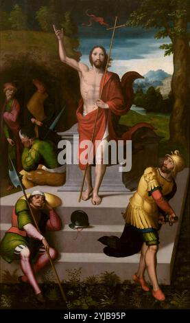 Juan Correa de Vivar / „die Auferstehung Christi“, Mitte des 16. Jahrhunderts, spanische Schule, Tafeltafel, 210 cm x 135 cm, P07715. MUSEUM: MUSEO DEL PRADO, MADRID, SPANIEN. Stockfoto