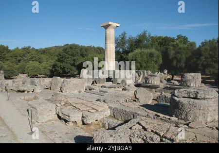 Olympia. Tempel des Zeus. Antike griechische Tempel. Dorische Ordnung.c.472-456 v. Chr. Griechenland Stockfoto