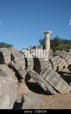 Olympia. Tempel des Zeus. Antike griechische Tempel. Dorische Ordnung.c.472-456 v. Chr. Griechenland Stockfoto