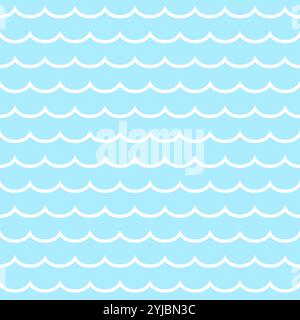 Meereswellen Hintergrund. Nahtloses Meerwasser mit einfachem Linienmuster. Einfacher Vektor. Stock Vektor
