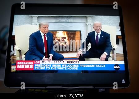 Washington, USA - 14. November 2024 - Joe Biden gratuliert Donald Trump zurück ins Weiße Haus Stockfoto