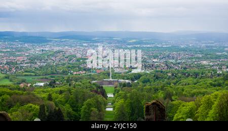 Blick von oben auf die Stadt Kassel Stockfoto