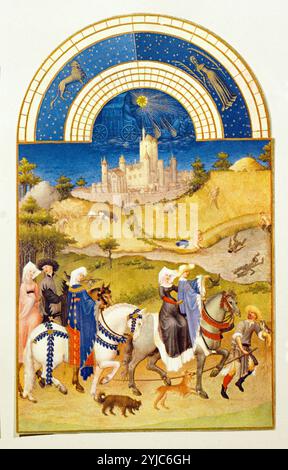 Les tres riches heures du Duc de Berry. Museum: MUSEE CONDE, CHANTILLY, Frankreich. AUTOR: JEAN COLOMBE POL DE LIMBOURG (15.). Stockfoto