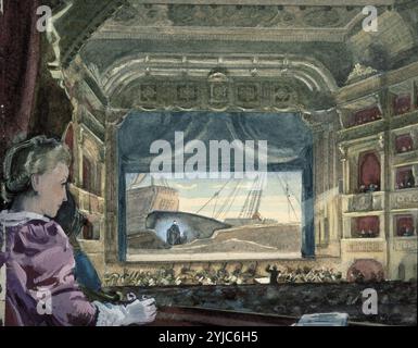 Innenraum des Staatsoper Theater Viena während der Opernproduktion. Aquarell, 1902. Museum: Museen der Stadt, VIENA, ÖSTERREICH. Autor: RUDOLF HERMANN. Stockfoto