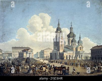 Die haymarket St. Petersburg Russland 1822 Lithographie von kjp Beggrov 1709-1875. Stockfoto