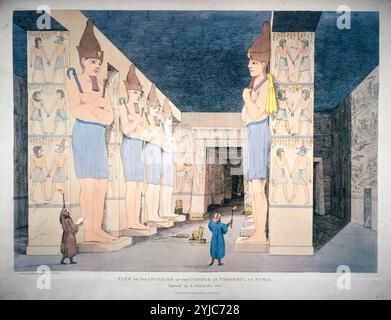 Das Innere des Tempels in Abu Simbel, Nubien, Ägypten. Gemalt 1822, Farbstich. Verfasser: G. BELZONI. Stockfoto