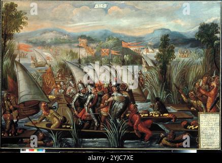 Eroberung des Mexico-Cortes & Guantemoc. Private Sammlung. Stockfoto