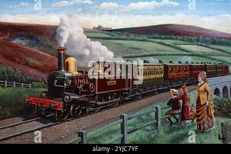 LSWR-Zug mit 4-4-OT. Museum: NATIONAL RAILWAY MUSEUM, York, UK. AUTOR: C. HAMILTON ELLIS. Stockfoto