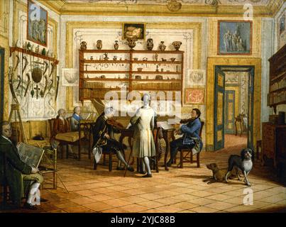 Gruppe von Musikern, die in einem Apartment in Neapel von Lord Fortrose spielen, Aquarell, XVIII Jahrhundert. Museum: Scottish National Portrait Gallery, EDIMBURGO, UK. Autor: PETER FABRIS. Stockfoto