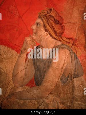 Fresko zeigt Frau. Hellenistisch. Pompeji 1. Jahrhundert v. Chr. MUSEUM: ARCHÄOLOGISCHES MUSEUM, BERLIN, ITALIEN. Stockfoto