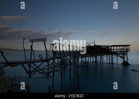 Trabocco Spezza Catena, Costa dei Trabocchi, Rocca San Giovanni, Abruzzen Stockfoto