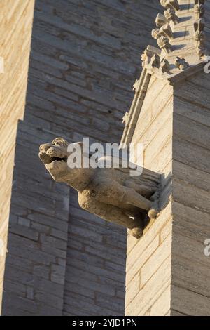 Mythologische Figur wie Wasserspeier, mittelalterliche Kathedrale, Visby Kathedrale, St. Marienkirche, ehemalige Hansestadt Visby, UNESCO-Weltkulturerbe, Go Stockfoto