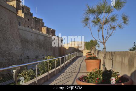 Mit ihrer unverwechselbaren Skyline und der imposanten Militärarchitektur hebt sich Cittadella, die alte befestigte Stadt, als Wahrzeichen Gozos hervor, ein Leuchtfeuer Stockfoto