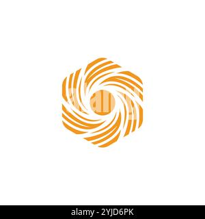 Sun Hexagon Logo Vektor-Illustration. Spiralförmiges Hexagon-Logo Stock Vektor