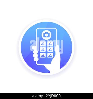 Fotogalerie-App, Smartphone in Hand Vektor-Symbol Stock Vektor