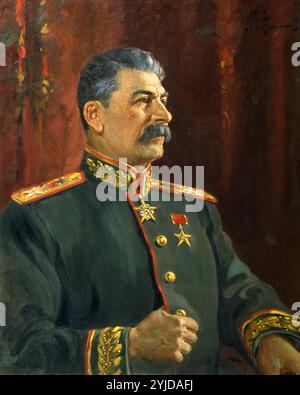 Porträt von Joseph Stalin (1879-1953). Museum: Staatliches Museum und Ausstellungszentrum ROSIZO, Moskau. Autor: Alexander Michailowitsch Gerasimow. Copyright: Dieses Bildmaterial ist nicht gemeinfreie Inhalte. Es liegt in Ihrer Verantwortung, vor der Veröffentlichung alle erforderlichen Genehmigungen Dritter vom Urheberrechtler in Ihrem Land einzuholen. Stockfoto