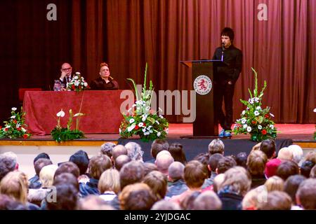 Johnny Marr hielt einen Vortrag an der Salford University als Gastprofessor für Musik am 4. November 2008 in Salford, Greater Manchester, England, Vereinigtes Königreich. Stockfoto