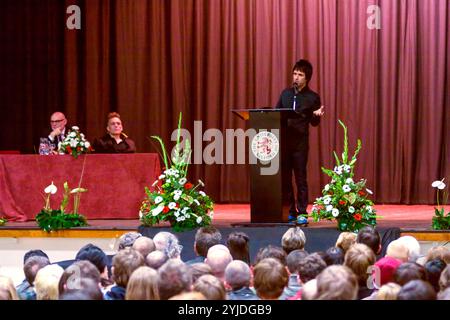 Johnny Marr hielt einen Vortrag an der Salford University als Gastprofessor für Musik am 4. November 2008 in Salford, Greater Manchester, England, Vereinigtes Königreich. Stockfoto