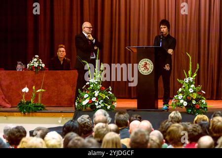 Johnny Marr hielt einen Vortrag an der Salford University als Gastprofessor für Musik am 4. November 2008 in Salford, Greater Manchester, England, Vereinigtes Königreich. Stockfoto