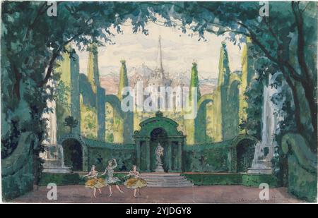 Szenendesign für das Ballett „Le Pavillon d'Armide“ von Nikolai Tcherepnin. Museum: PRIVATE SAMMLUNG. Autor: Alexander Nikolajewitsch Benois. Copyright: Dieses Bildmaterial ist nicht gemeinfreie Inhalte. Es liegt in Ihrer Verantwortung, vor der Veröffentlichung alle erforderlichen Genehmigungen Dritter vom Urheberrechtler in Ihrem Land einzuholen. Stockfoto