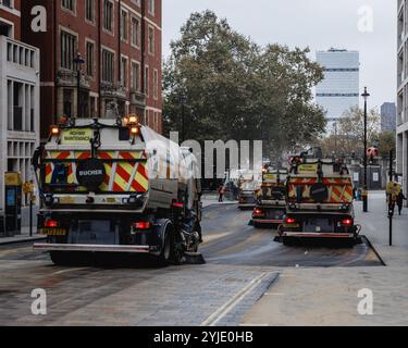 Nach der Lord Mayor's Show beginnt die Reinigung. Stockfoto