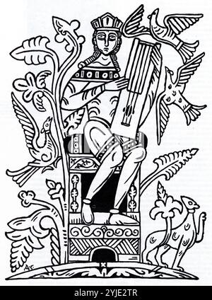 Guslimusiker. Museum: Russische Staatsbibliothek, Moskau. Autor: Dmitri Semjonowitsch Stelletski. Stockfoto