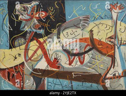 Stenographische Abbildung. Museum: © Museum of Modern Art, New York. Autor: JACKSON POLLOCK. Copyright: Dieses Bildmaterial ist nicht gemeinfreie Inhalte. Es liegt in Ihrer Verantwortung, vor der Veröffentlichung alle erforderlichen Genehmigungen Dritter vom Urheberrechtler in Ihrem Land einzuholen. Stockfoto