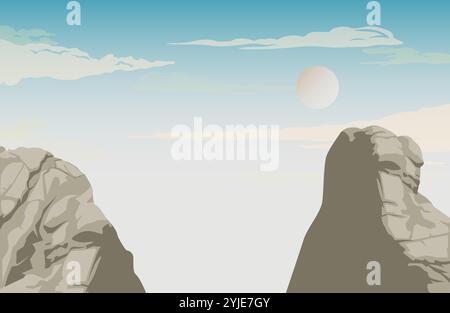 Abstrakter Kopierraum mit 2 Montagen an der Seite mit blauem Himmel – Stock Illustration als EPS 10-Datei Stock Vektor