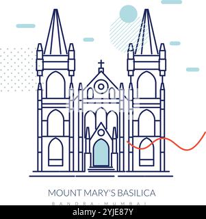 Mount Mary's Basilica - Bandra Mumbai - Stock Illustration als EPS 10 Datei Stock Vektor