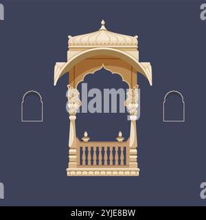 CityWalk – traditionelles Rajasthani-Fenster – Stock-Illustration als EPS 10-Datei Stock Vektor