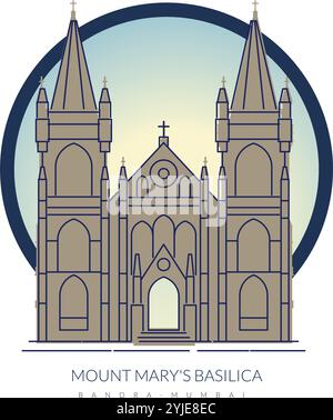 Mount Mary's Basilica - Bandra Mumbai - Stock Illustration als EPS 10 Datei Stock Vektor