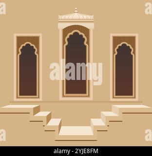 CityWalk – traditionelles Rajasthani-Fenster – Stock-Illustration als EPS 10-Datei Stock Vektor