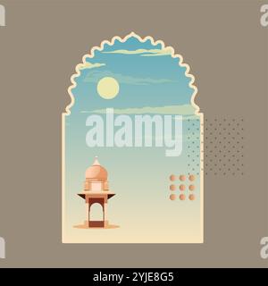 CityWalk – traditionelles Rajasthani-Fenster – Stock-Illustration als EPS 10-Datei Stock Vektor