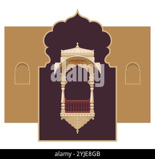 CityWalk – traditionelles Rajasthani-Fenster – Stock-Illustration als EPS 10-Datei Stock Vektor