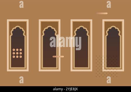 CityWalk – traditionelles Rajasthani-Fenster – Stock-Illustration als EPS 10-Datei Stock Vektor